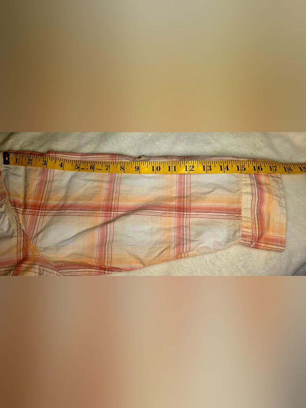 Carhartt Women's Plaid Button-Up Shirt - Peach/Coral & White - Size XL (16/18) - Picture 8 of 10